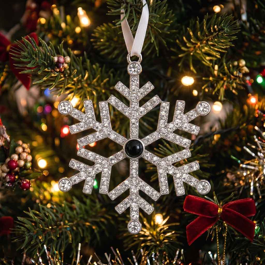 Personalized Pavé Snowflake Photo Projection Ornament