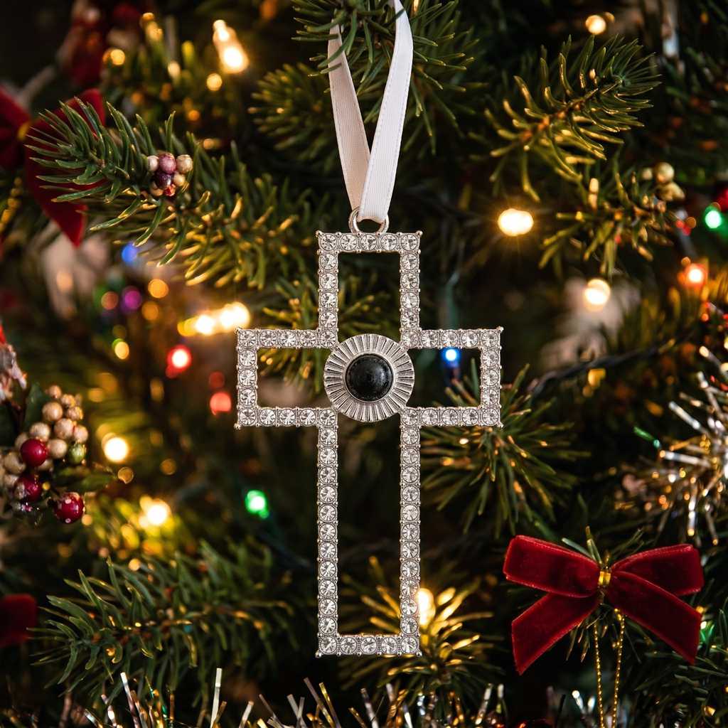 Personalized Cross Photo Projection Ornament