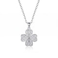 Confirm043Personalized Engravable Four-Leaf Clover Heart Necklace - Silver
