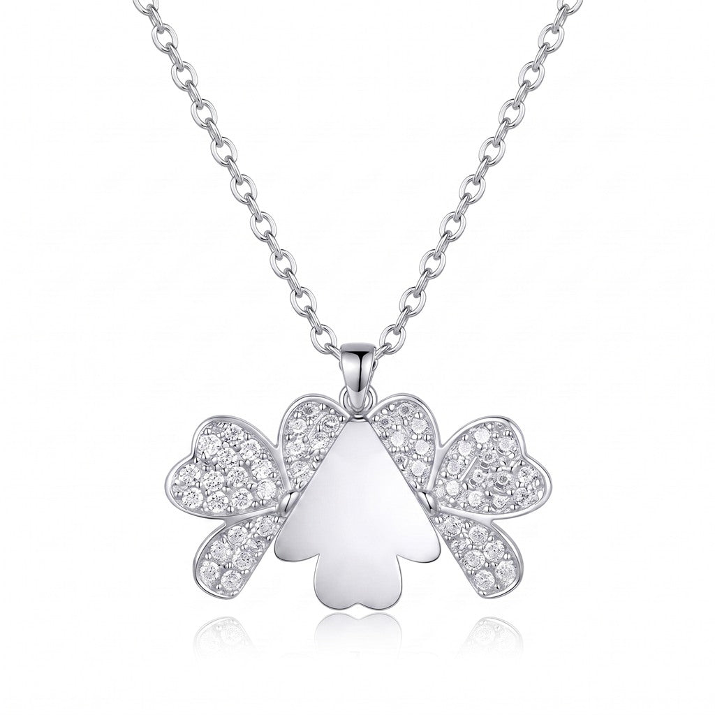 Confirm043Personalized Engravable Four-Leaf Clover Heart Necklace - Silver1