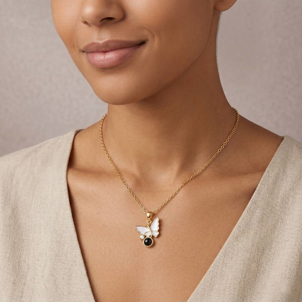 Personalized Butterfly Photo Projection Necklace