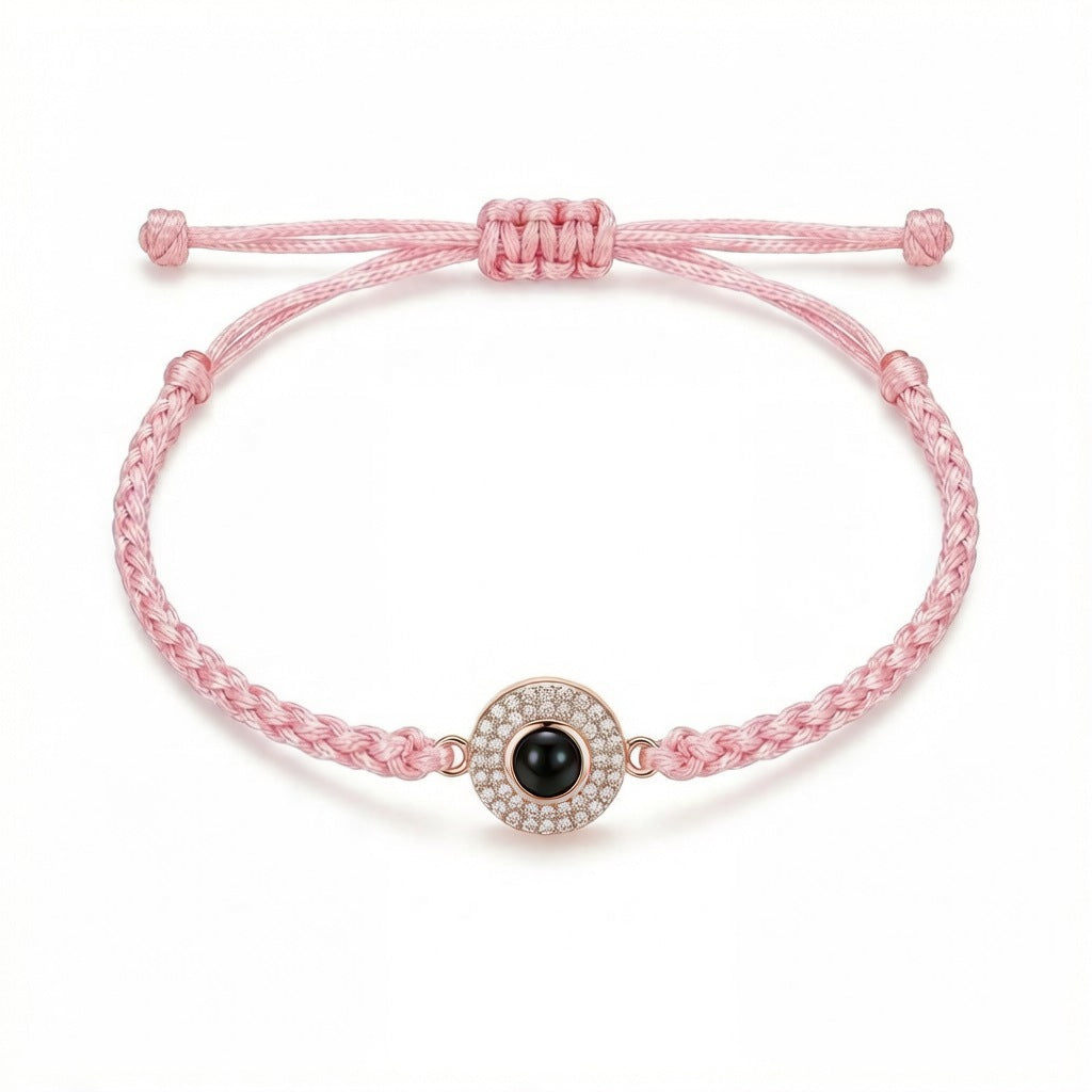 Personalized Braided Rope Photo Projection Bracelet - Pink