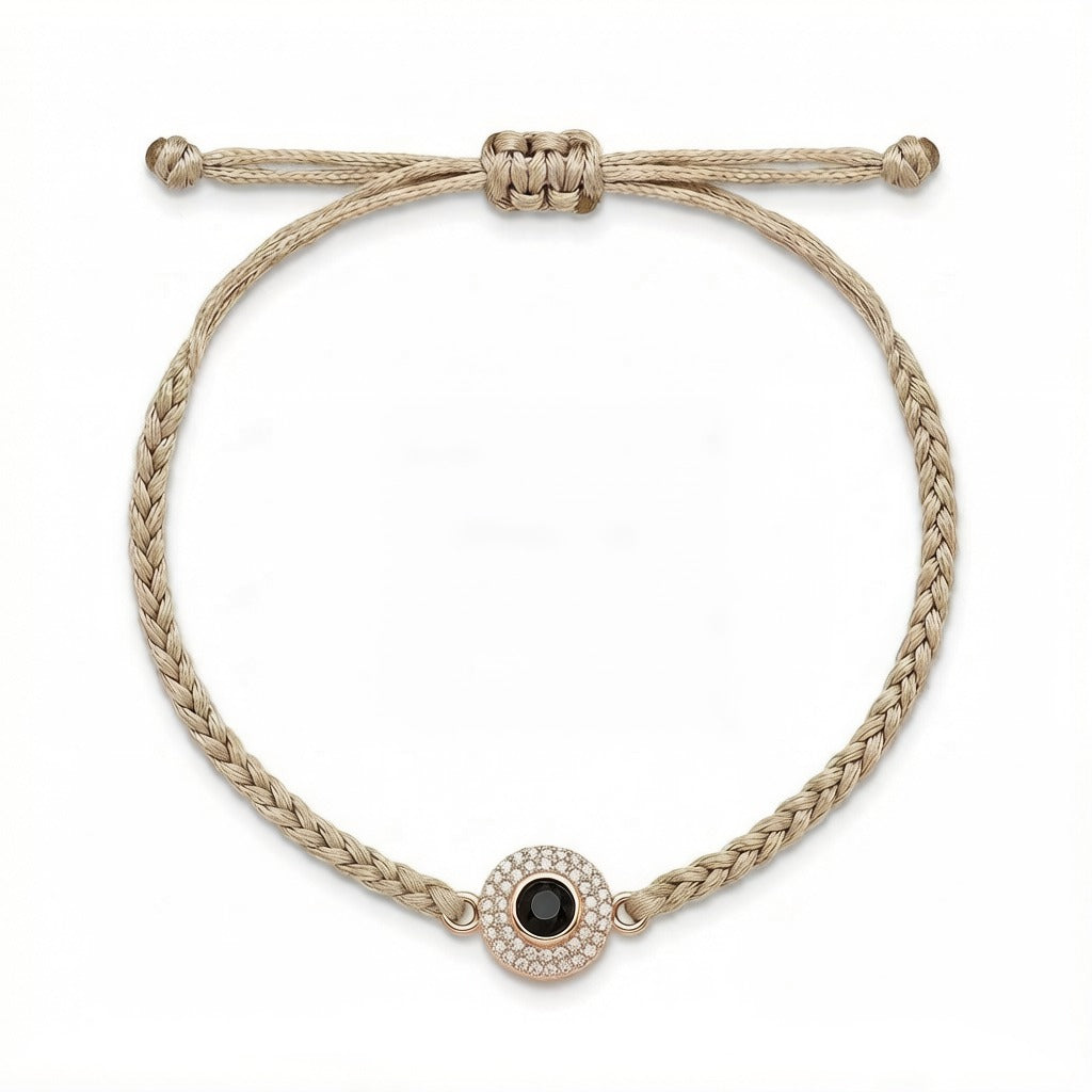 Personalized Braided Rope Photo Projection Bracelet - Rose Gold