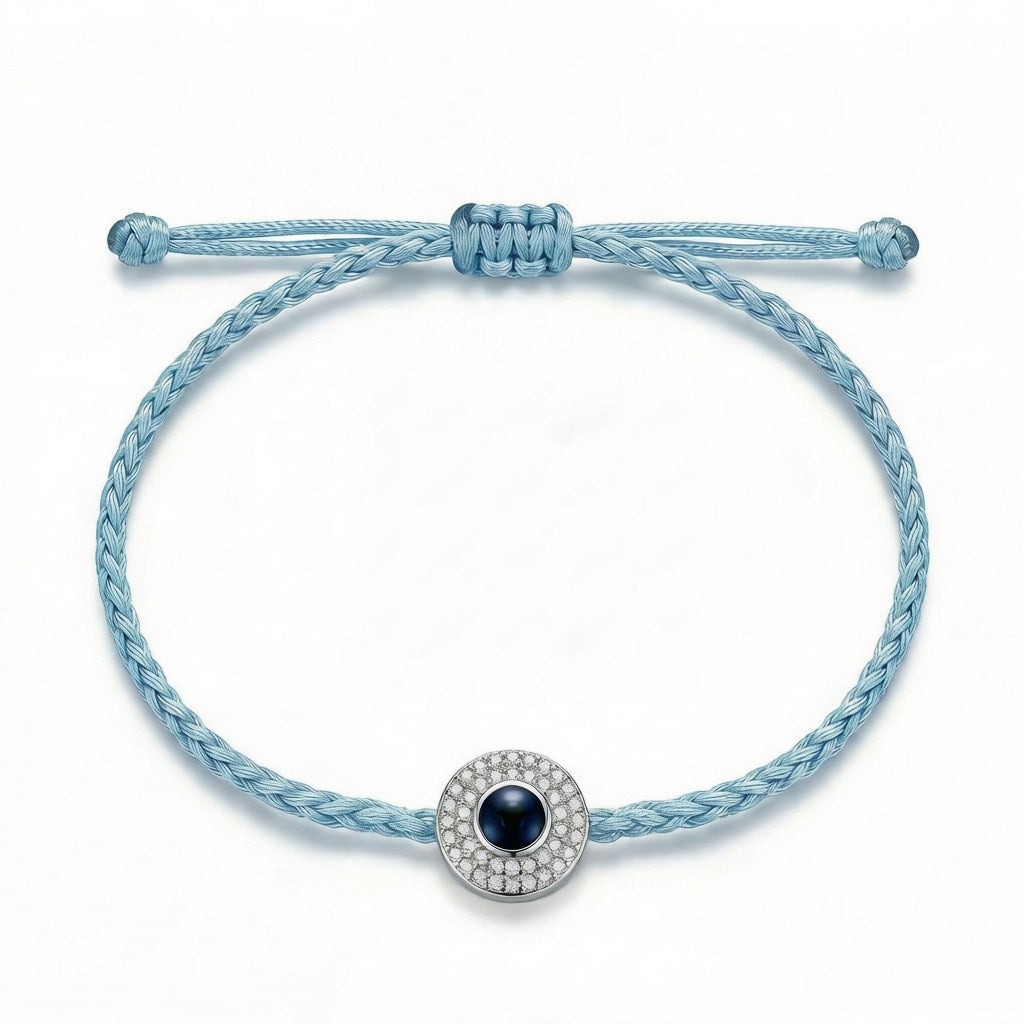 Personalized Braided Rope Photo Projection Bracelet - Blue