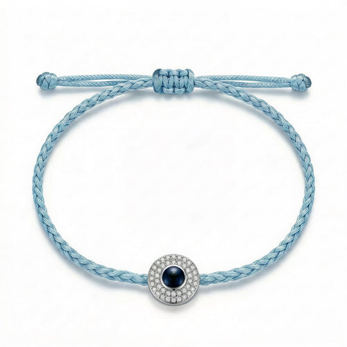 Personalized Braided Rope Photo Projection Bracelet - Blue
