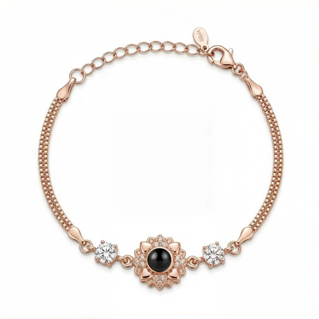 Personalized Vintage Photo Projection Bracelet - Rose Gold