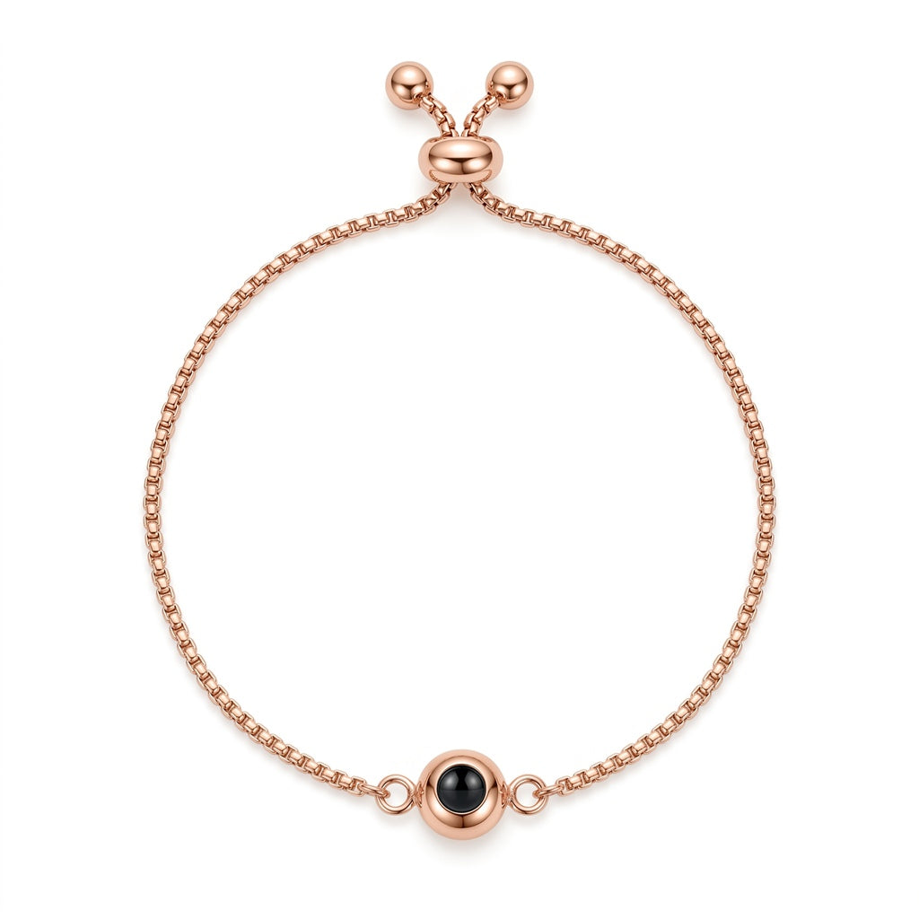 Personalized Box Chain Minimalist Photo Projection Bracelet - Rose Gold