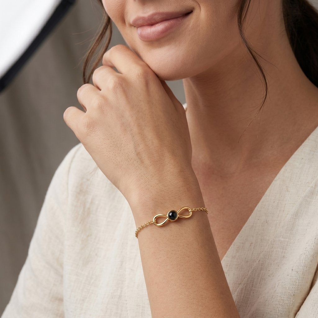 Personalized infinity Charm Photo Projection Bracelet