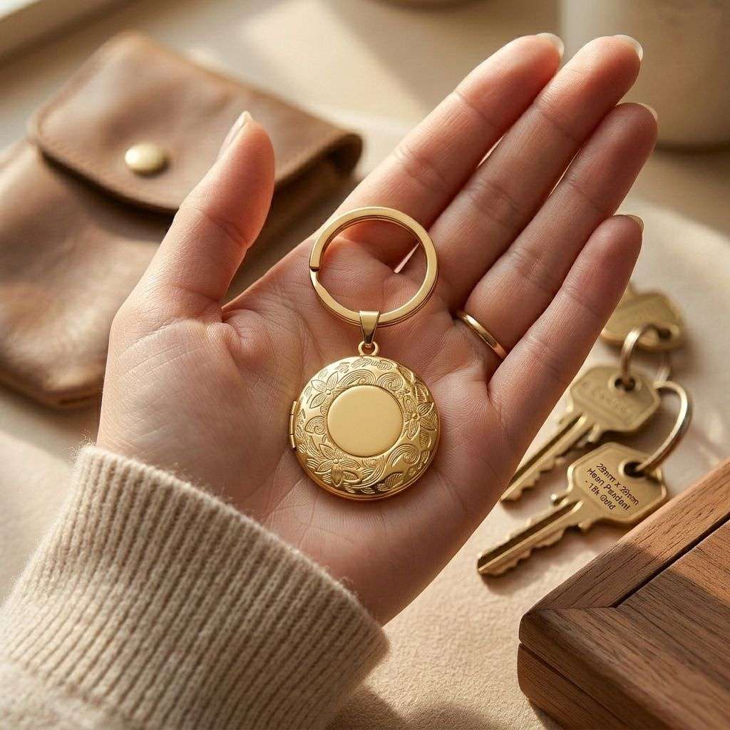 Personalized Vintage Round Floral Locket Keychain
