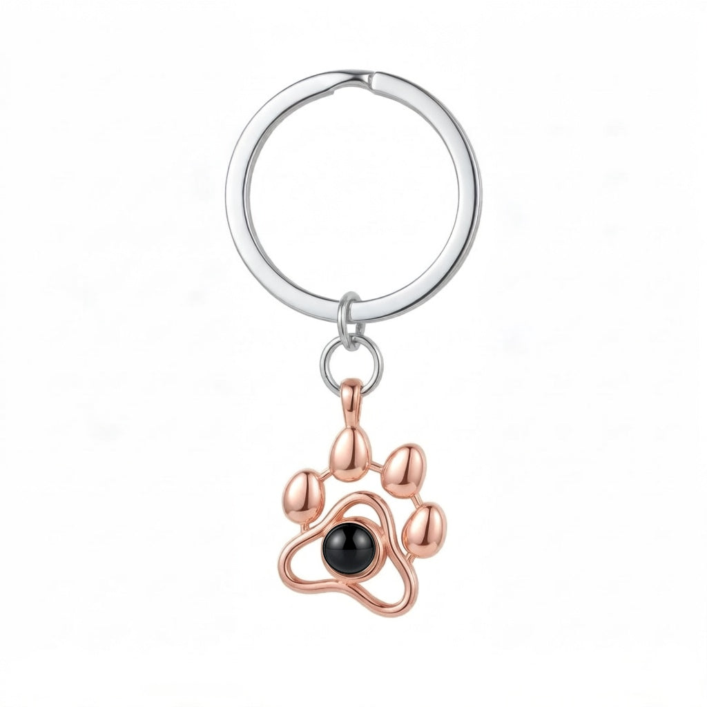 Personalized Dog Paw Print Photo Projection Keychain