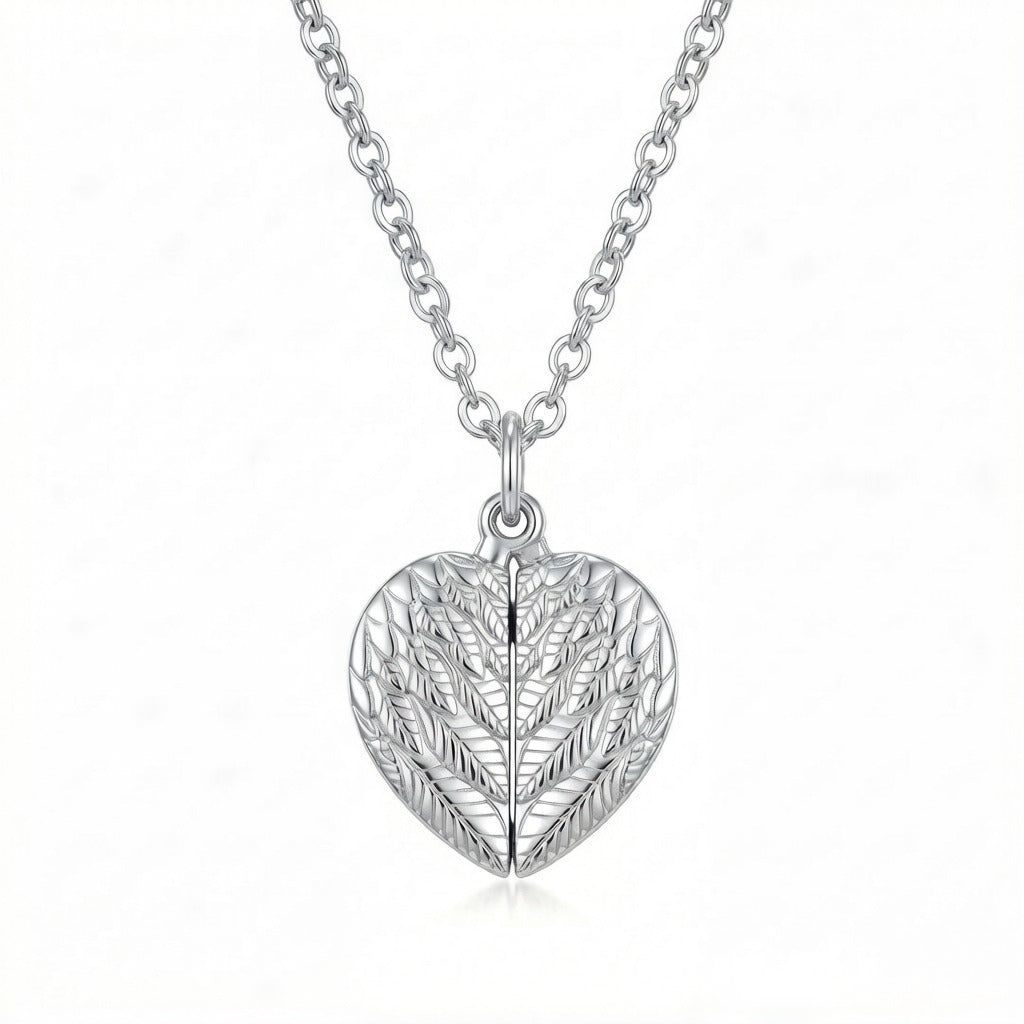 Personalized Wing Heart Photo Locket Necklace - Silver
