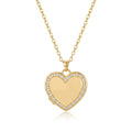 Personalized Crystal Heart Photo Locket Necklace - Gold