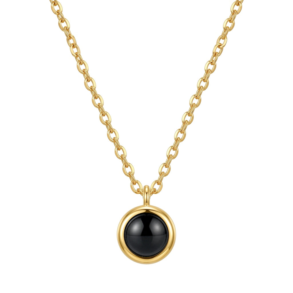 Personalized Circle Photo Projection Necklace - Gold