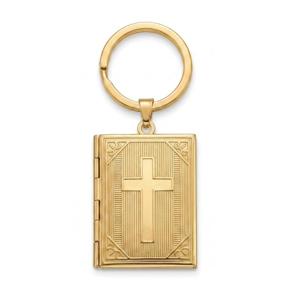 Personalized Cross Photo Locket Keychain