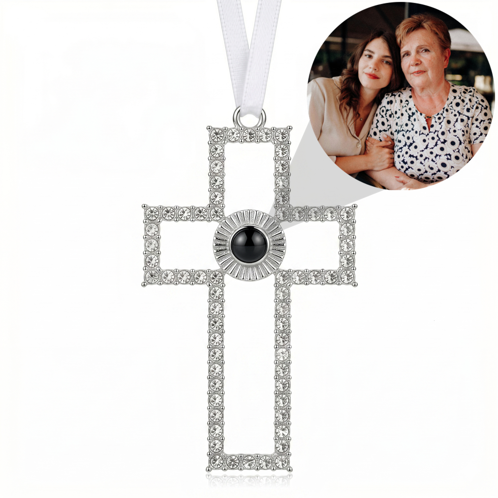 Personalized Cross Photo Projection Ornament