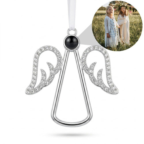 Personalized Angel Photo Projection Ornament - Silver