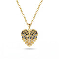 Personalized Angel Wings Engravable Heart Necklace with Ombré Cubic Zirconia - Gold