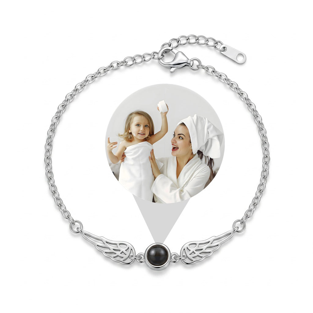 Personalized Angel Wings Photo Projection Bracelet