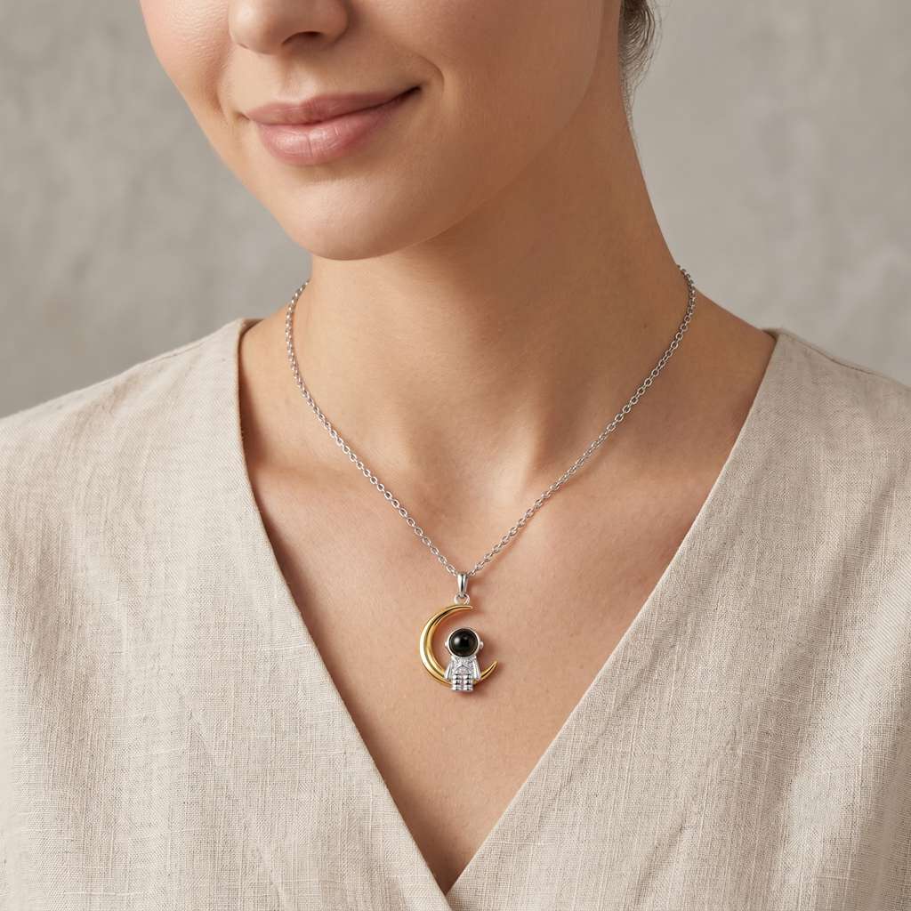 Personalized Astronaut Photo Projection Necklaces