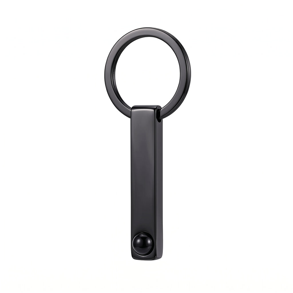 Personalized Bar Photo Projection Keychain - Black