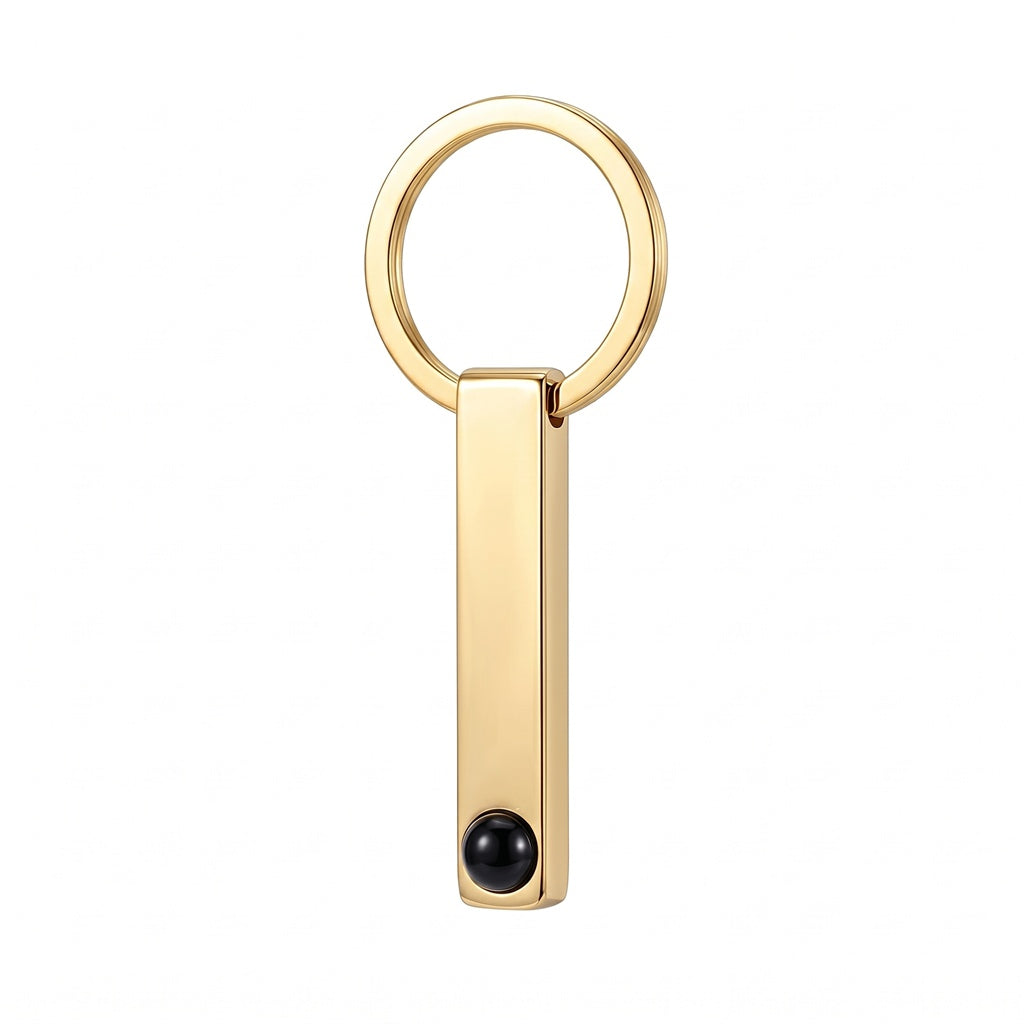Personalized Bar Photo Projection Keychain - Gold