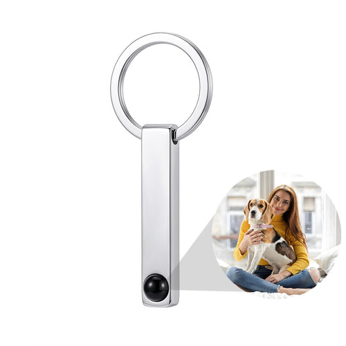 Personalized Bar Photo Projection Keychain - Sliver