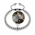 Personalized Beaded Heart Photo Projection Bracelet - Silver