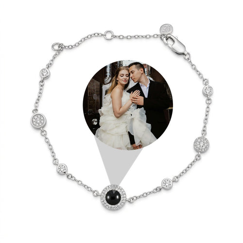 Personalized Bezel-Set Crystal Photo Projection Bracelet