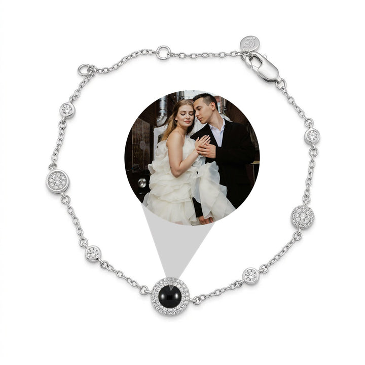 Personalized Bezel-Set Crystal Photo Projection Bracelet