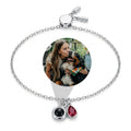 Personalized Birthstone Photo Projection Bracelet - Silver