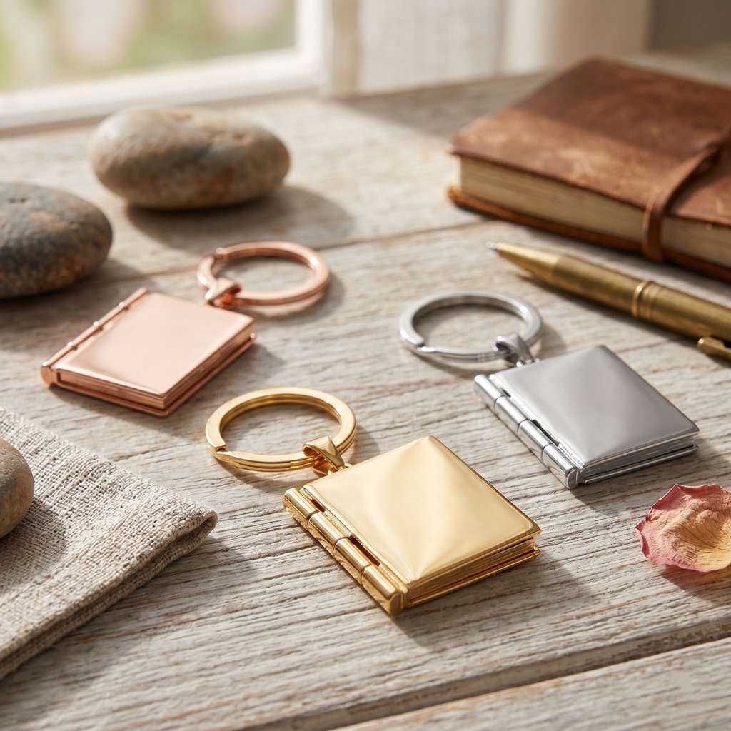 Personalized Book Photo Locket Keychain 