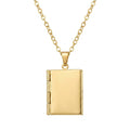 Personalized Book Photo Locket Necklace - Gold