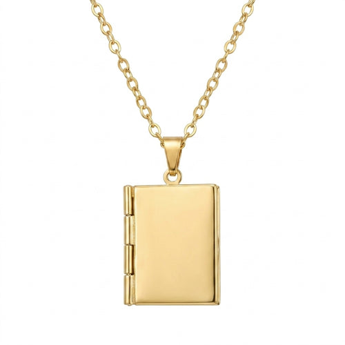 Personalized Book Photo Locket Necklace - Gold