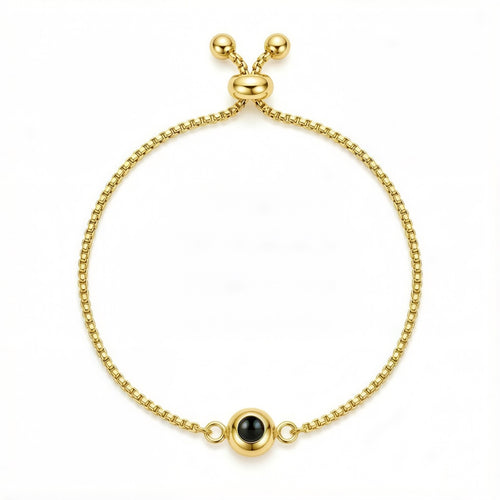 Personalized Box Chain Minimalist Photo Projection Bracelet - Gold