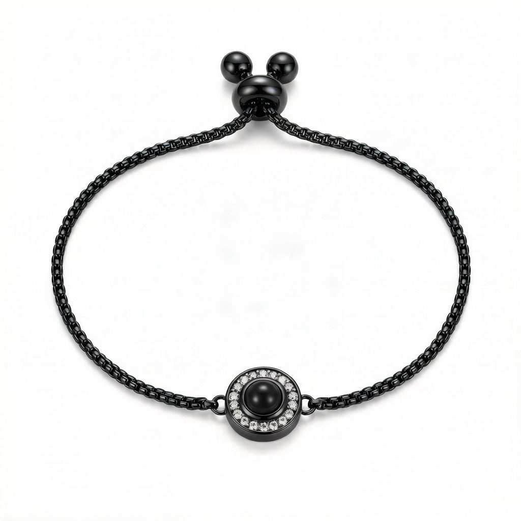 Personalized Box Chain Photo Projection Bracelet - Black