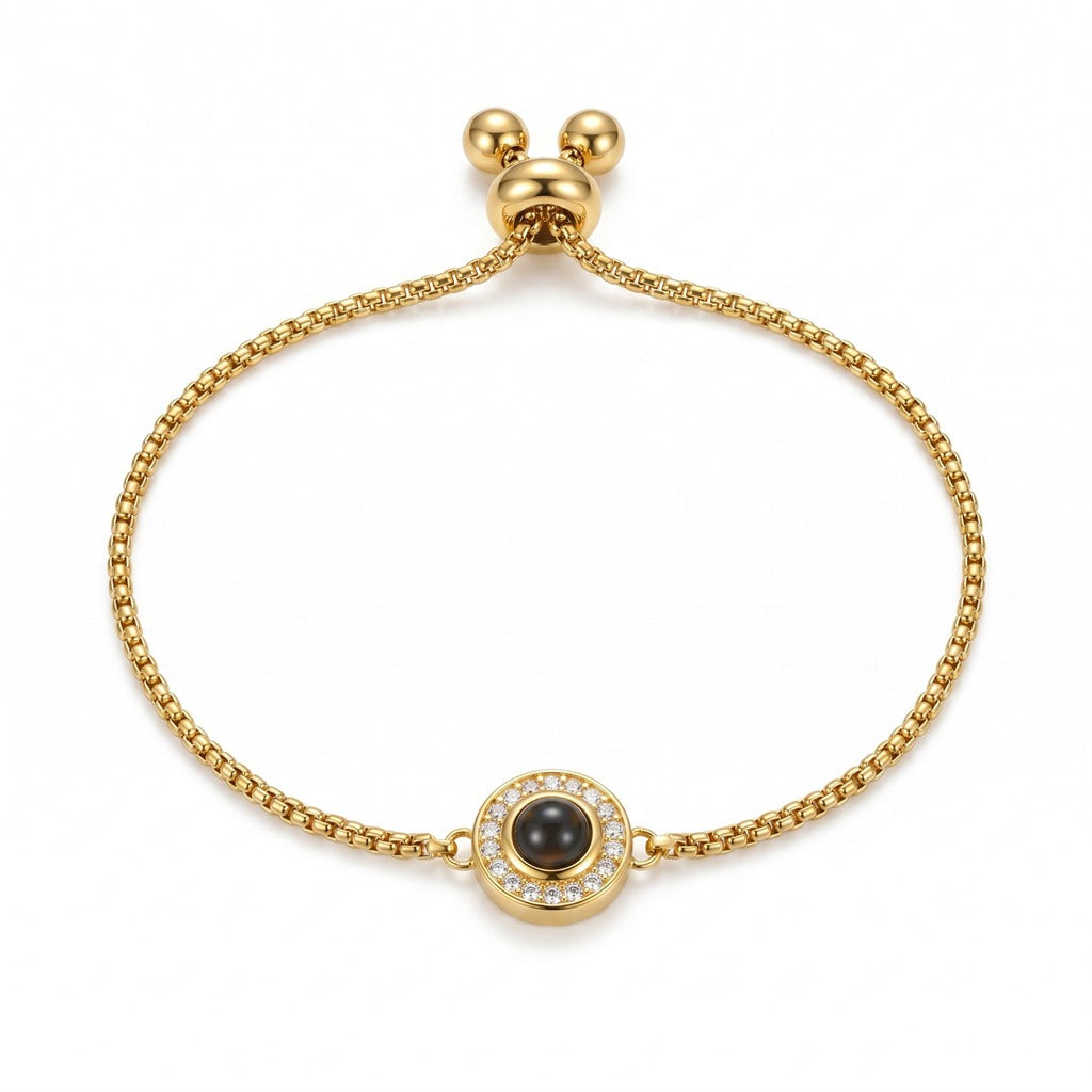 Personalized Box Chain Photo Projection Bracelet - Gold