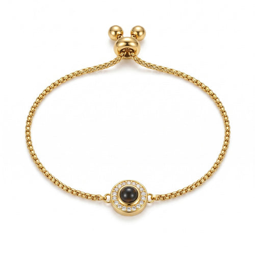 Personalized Box Chain Photo Projection Bracelet - Gold