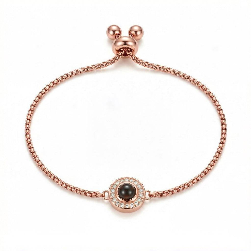 Personalized Box Chain Photo Projection Bracelet - Rose Gold