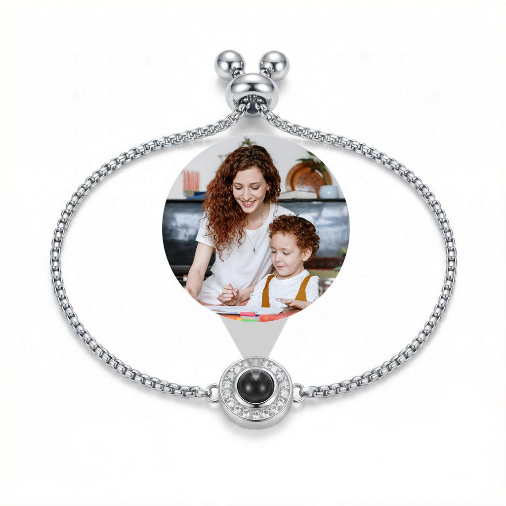 Personalized Box Chain Photo Projection Bracelet - Silver
