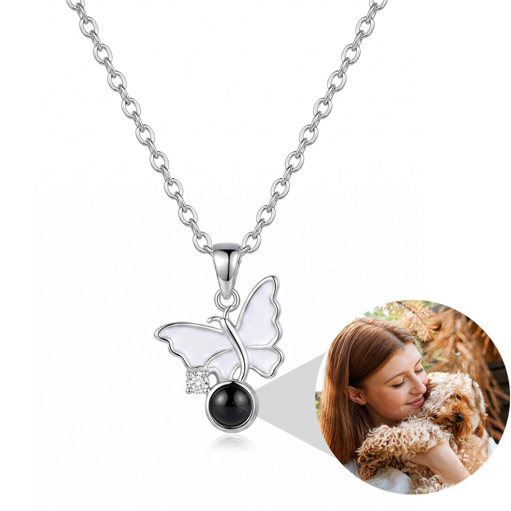 Personalized Butterfly Photo Projection Necklace