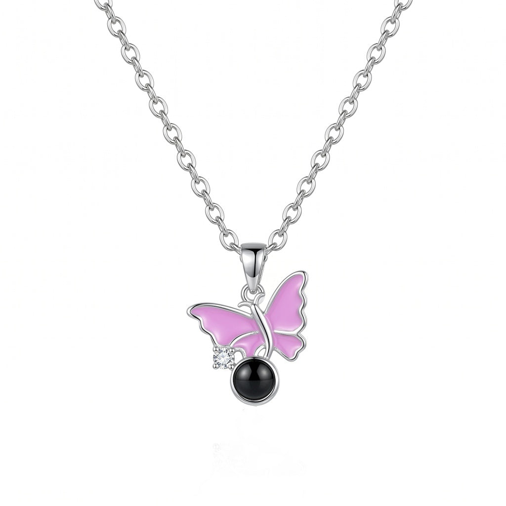 Personalized Butterfly Photo Projection Necklace