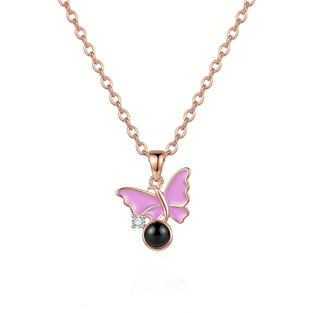 Personalized Butterfly Photo Projection Necklace