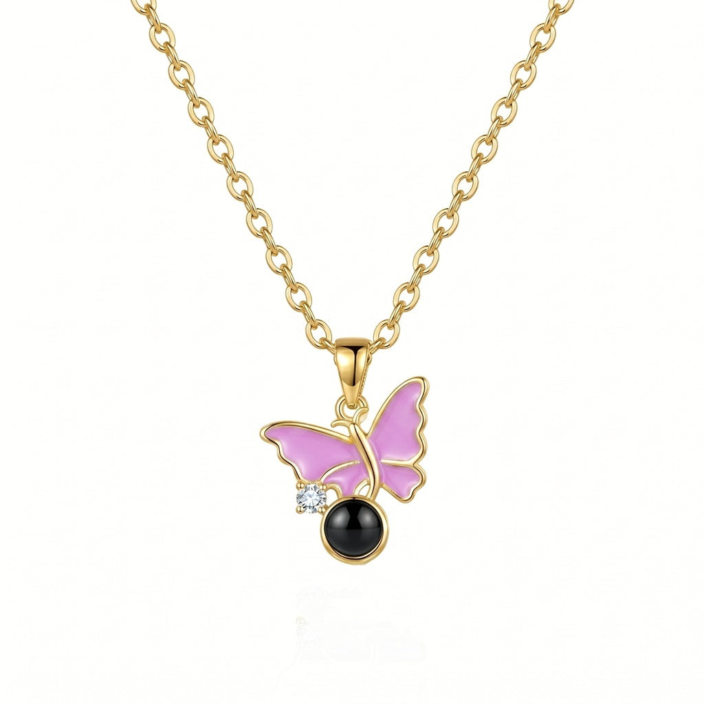 Personalized Butterfly Photo Projection Necklace