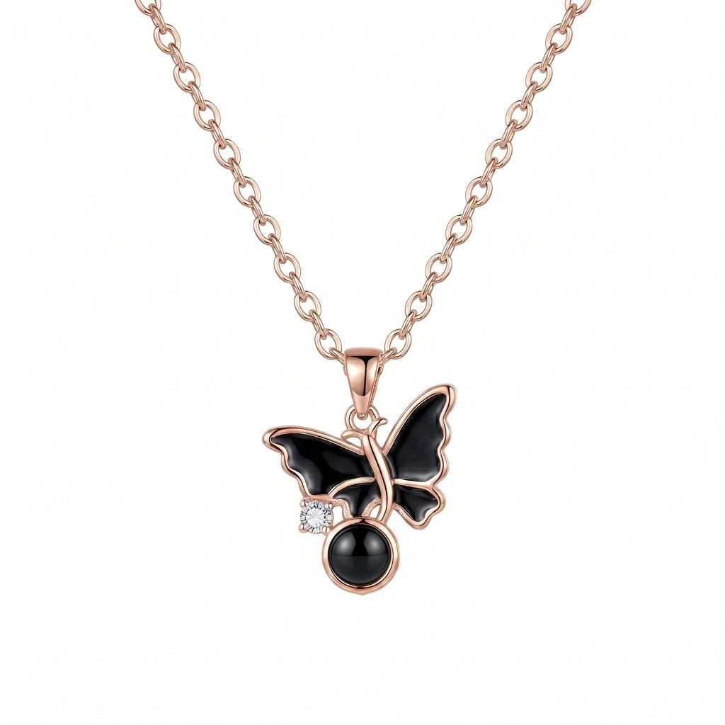 Personalized Butterfly Photo Projection Necklace