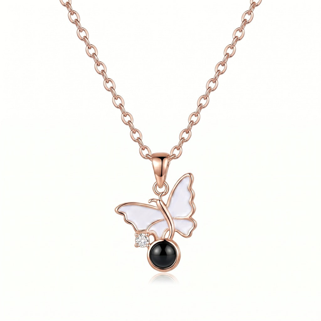 Personalized Butterfly Photo Projection Necklace