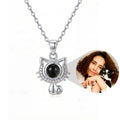 Personalized Cat Pendant Photo Projection Necklace - Silver