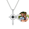 Personalized Celtic Cross Photo Projection Necklace - Silver