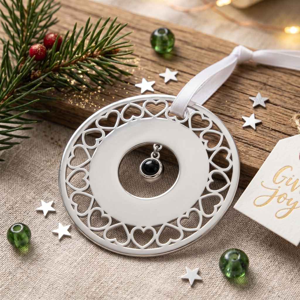 Personalized Circular Donut Photo Projection Ornament