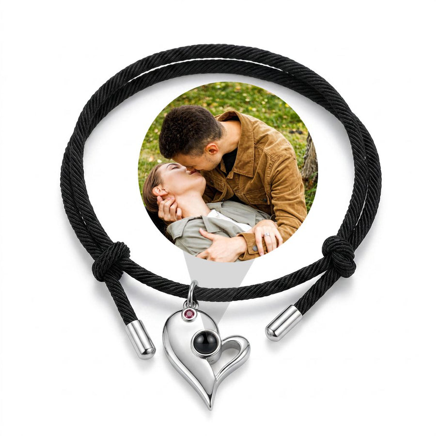 Personalized Couples Heart Photo Projection Bracelet -Female