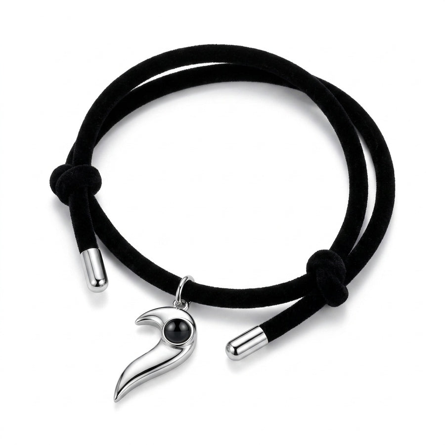 Personalized Couples Heart Photo Projection Bracelet - Male